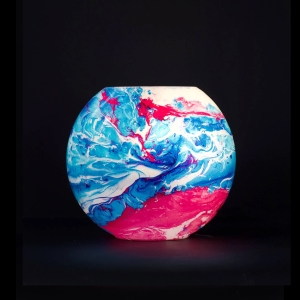 Lampada da tavolo in vetro dipinta Alpha Centauri h. 23 cm.