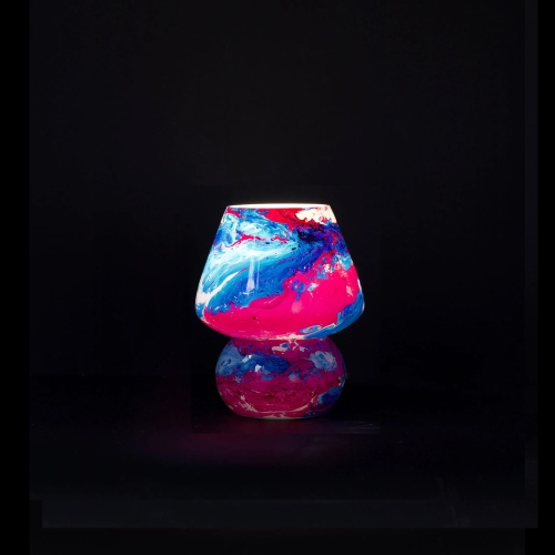 Lampada da tavolo in vetro dipinta Alpha Centauri h. 17 cm.