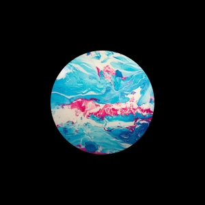 Lampada da tavolo in vetro dipinta Alpha Centauri h. 45 cm.