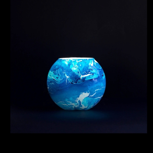 Ocean Handmade Lamp in painted glass h. 17 cm.