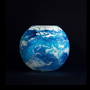 Ocean Handmade Lamp in painted glass h. 25 cm.