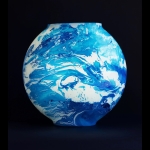 Lampada da tavolo in vetro dipinta Ocean h. 32 cm.