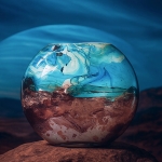 Lampada da tavolo in vetro dipinta Neptune h. 17 cm.