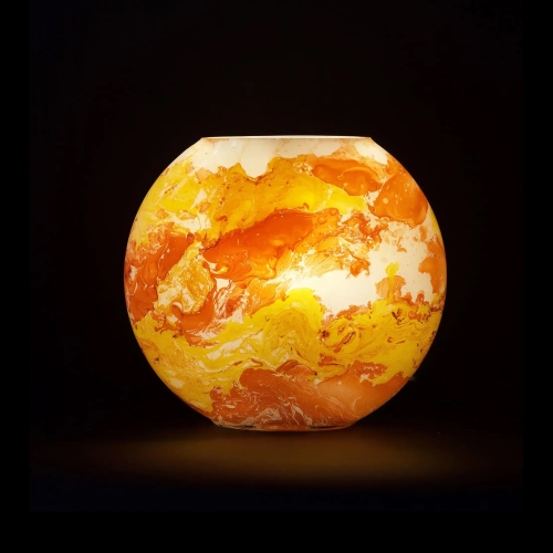 Lampada da tavolo in vetro dipinta Mars h. 23 cm.