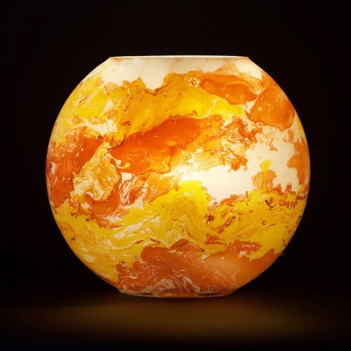 Mars Handmade Lamp in painted glass h. 32 cm.