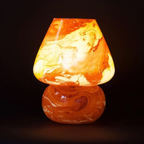 Lampada da tavolo in vetro dipinta Mars h. 32 cm.