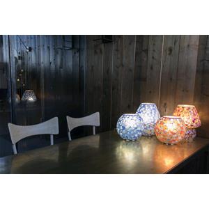 Lampada da tavolo in vetro mosaicata Boy & Girl h. 32 cm.