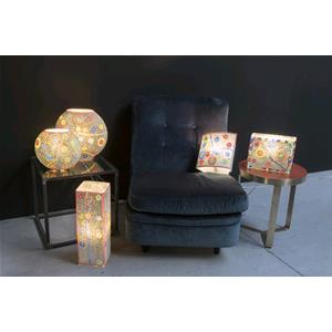 Lampada da tavolo in vetro mosaicata Floral Gray h. 23 cm.