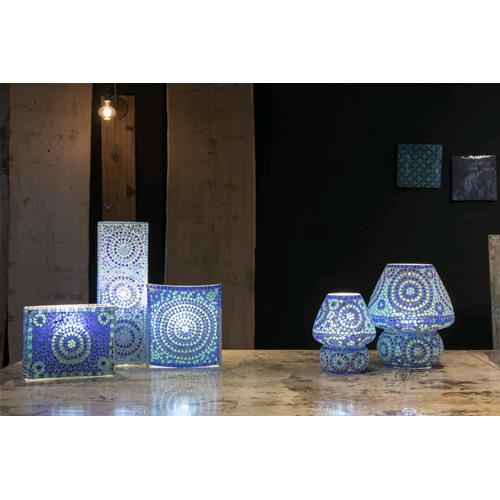 Lampada da tavolo in vetro mosaicata Blue sauna h. 45 cm.