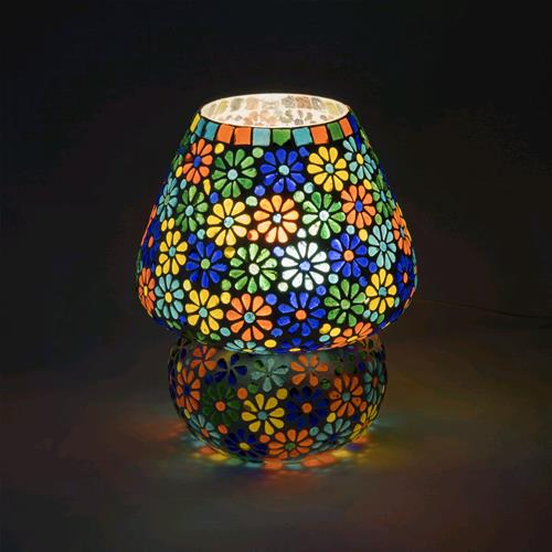 Flower Garden Handmade Lamp in mosaic glass h. 25 cm.