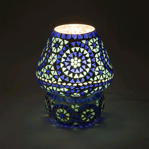 Lampada da tavolo in vetro mosaicata Blue sauna h. 23 cm.