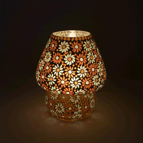 Lampada da tavolo in vetro mosaicata Orange blossom h. 17 cm.