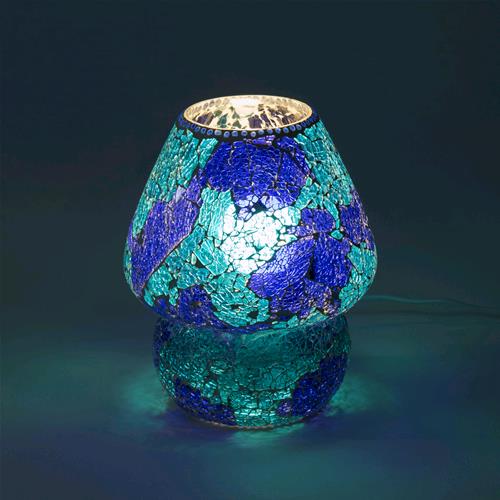 Lampada da tavolo in vetro mosaicata Blue Bay h. 23 cm.