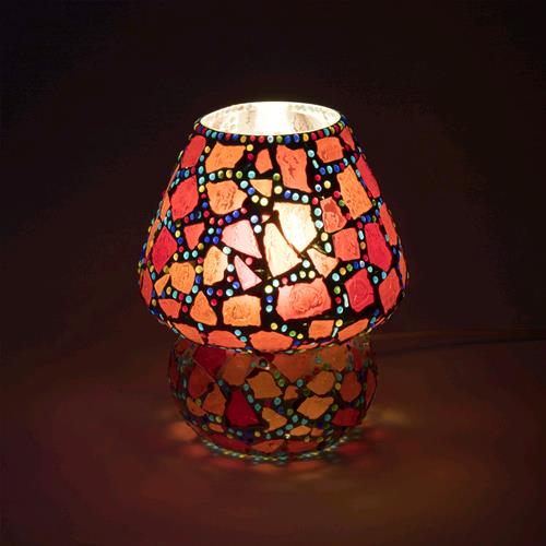 Lampada da tavolo in vetro mosaicata Red Harlequin h. 23 cm.