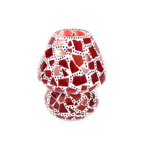 Lampada da tavolo in vetro mosaicata Red Harlequin h. 23 cm.