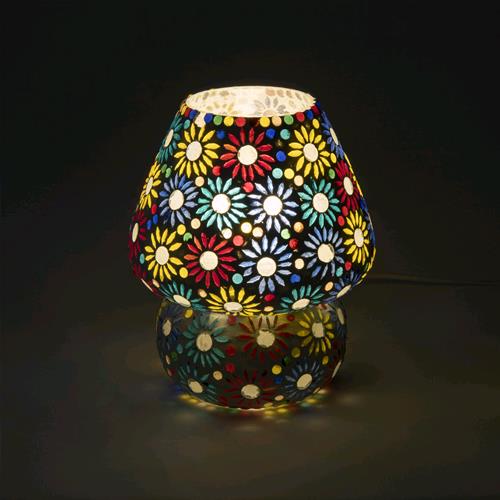 Lampada da tavolo in vetro mosaicata Mirror Daisy h. 23 cm.