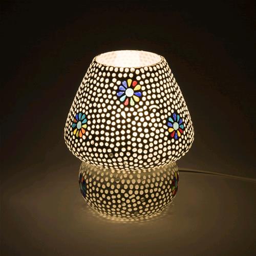 Black Daisy Handmade Lamp in mosaic glass h. 17 cm.