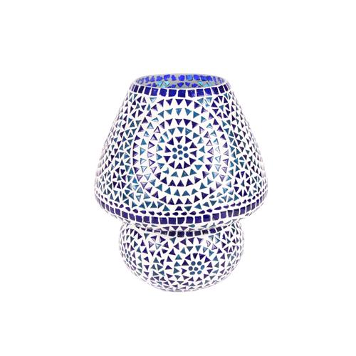 Lampada da tavolo in vetro mosaicata Blue Sauna h. 32 cm.