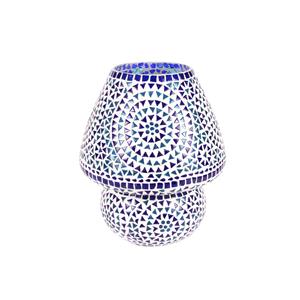 Lampada da tavolo in vetro mosaicata Blue Sauna h. 32 cm.