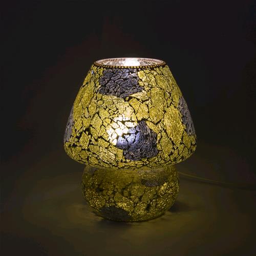 Yellow Craquelè Handmade Lamp in mosaic glass h. 32 cm.