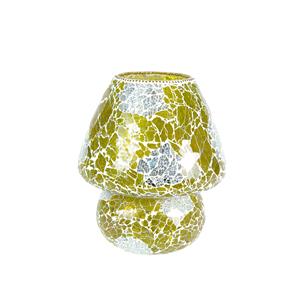 Yellow Craquelè Handmade Lamp in mosaic glass h. 32 cm.