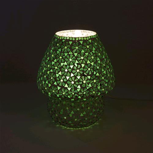 Green Daisy Handmade Lamp in mosaic glass h. 32 cm.