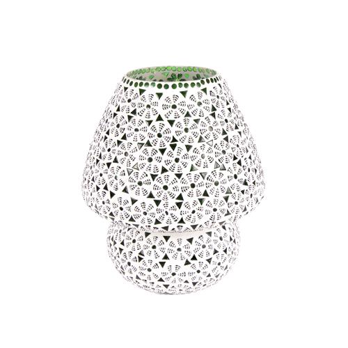 Green Daisy Handmade Lamp in mosaic glass h. 32 cm.