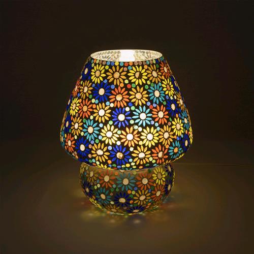 Mirror Daisy Handmade Lamp in mosaic glass h. 32 cm.