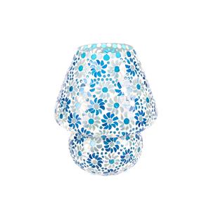Lampada da tavolo in vetro mosaicata Light Blue Daisy h. 32 cm.