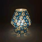 Lampada da tavolo in vetro mosaicata Light Blue Daisy h. 32 cm.