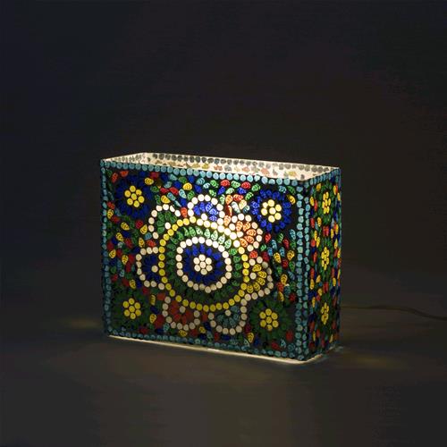 Colored Mandala Handmade Lamp in mosaic glass h. 21 cm.