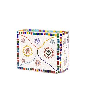 Lampada da tavolo in vetro mosaicata Floral Gray h. 21 cm.