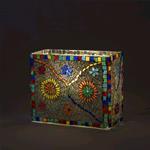 Lampada da tavolo in vetro mosaicata Floral Gray h. 21 cm.