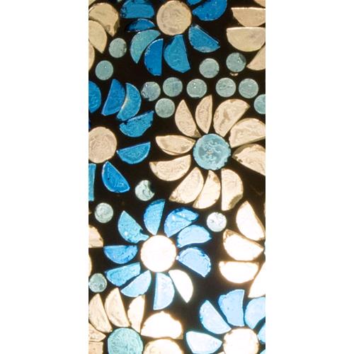 Lampada da tavolo in vetro mosaicata Light Blue Daisy h. 32 cm.