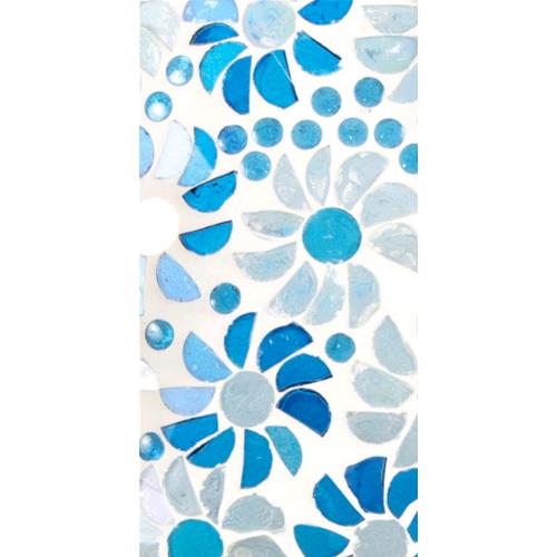 Lampada da tavolo in vetro mosaicata Light Blue Daisy h. 32 cm.
