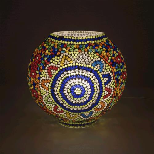 Colored Mandala Handmade Lamp in mosaic glass h. 32 cm.