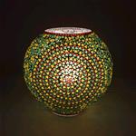 Lampada da tavolo in vetro mosaicata verde e gialla h. 32 cm.