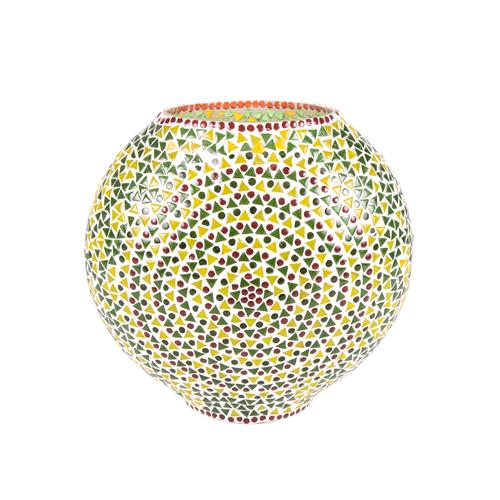 Lampada da tavolo in vetro mosaicata verde e gialla h. 32 cm.