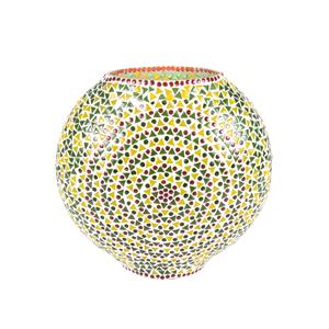 Lampada da tavolo in vetro mosaicata verde e gialla h. 32 cm.