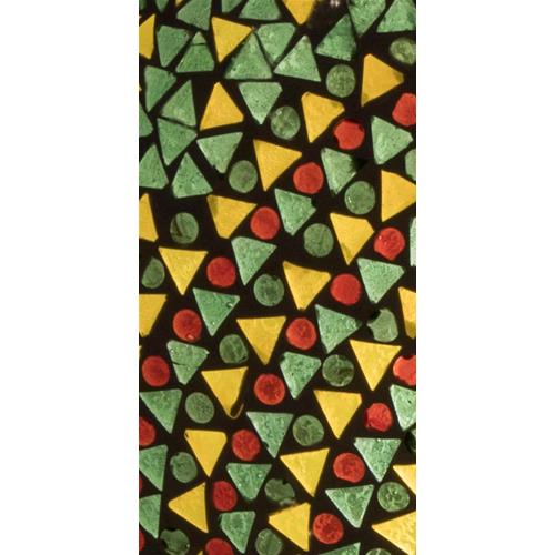 Lampada da tavolo in vetro mosaicata verde e gialla h. 32 cm.