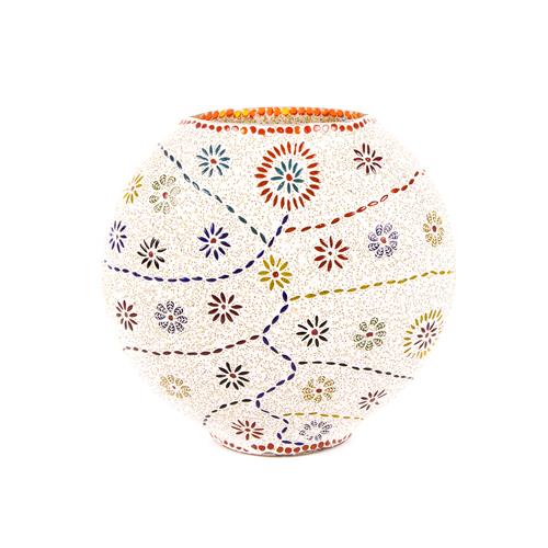 Lampada da tavolo in vetro mosaicata Floral Gray h. 32 cm.