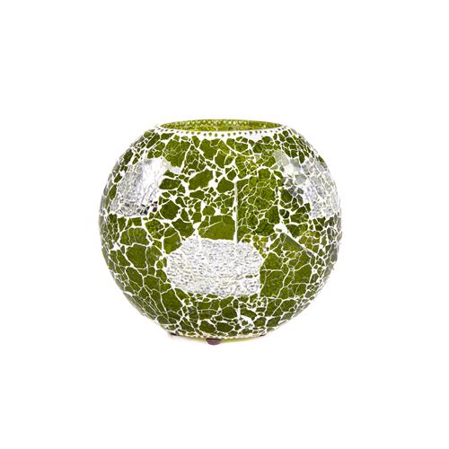 Lampada da tavolo in vetro mosaicata Yellow Craquelè h. 23 cm.