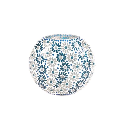 Lampada da tavolo in vetro mosaicata Light Blue Daisy h. 17 cm.