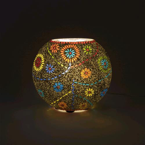 Lampada da tavolo in vetro mosaicata Floral Gray h. 17 cm.