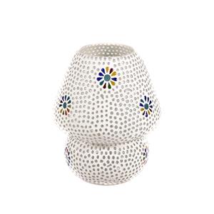 Black Daisy Handmade Lamp in mosaic glass h. 17 cm.