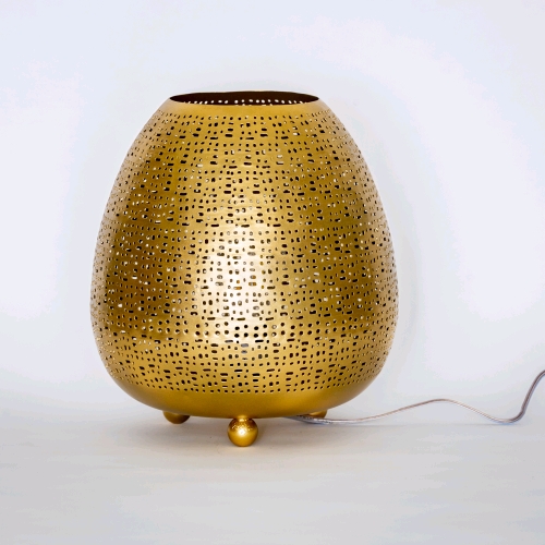 Lampada da tavolo artigianale intarsiata oro grande