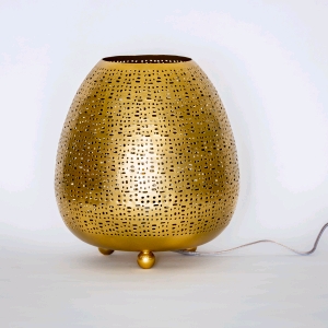 Lampada da tavolo artigianale intarsiata oro grande