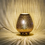 Lampada da tavolo artigianale intarsiata oro piccola