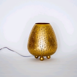 Lampada da tavolo artigianale intarsiata oro piccola