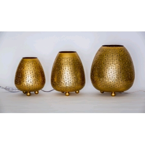 Lampada da tavolo artigianale intarsiata oro piccola
